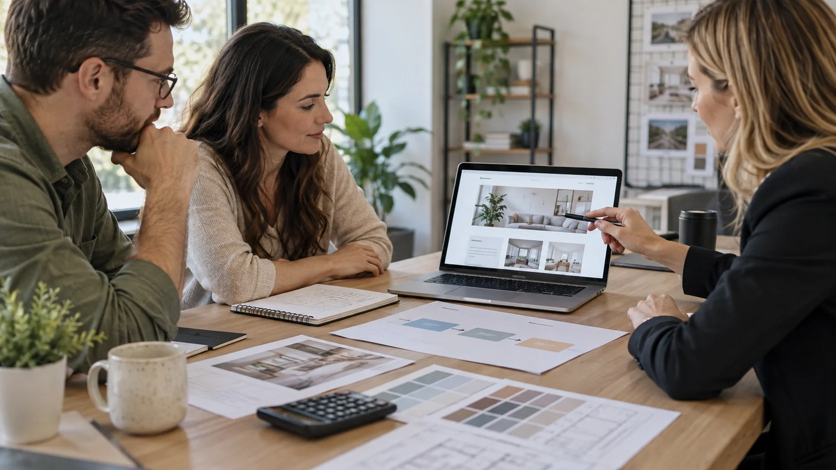 Cliente e especialista comparando orçamento, escopo e prioridades de um site profissional